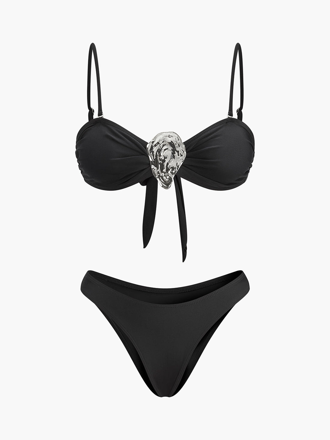 Front Lace-up Bikini Set with Metal Accents