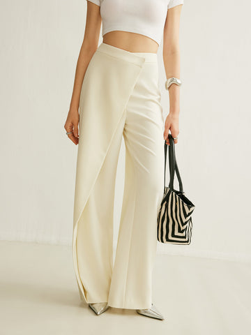 Asymmetrical Cross-Tie High-Waisted Trousers 