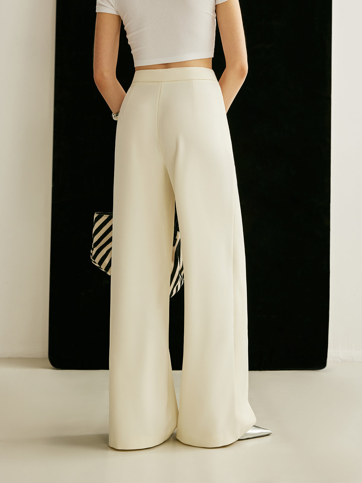 Asymmetrical Cross-Tie High-Waisted Trousers 