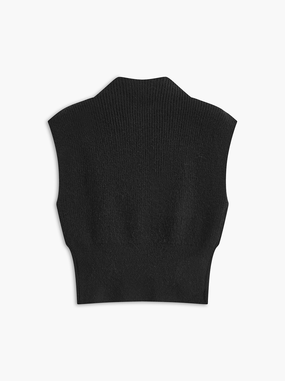 Strickweste mit hohem Kragen und besticktem Blumenmuster