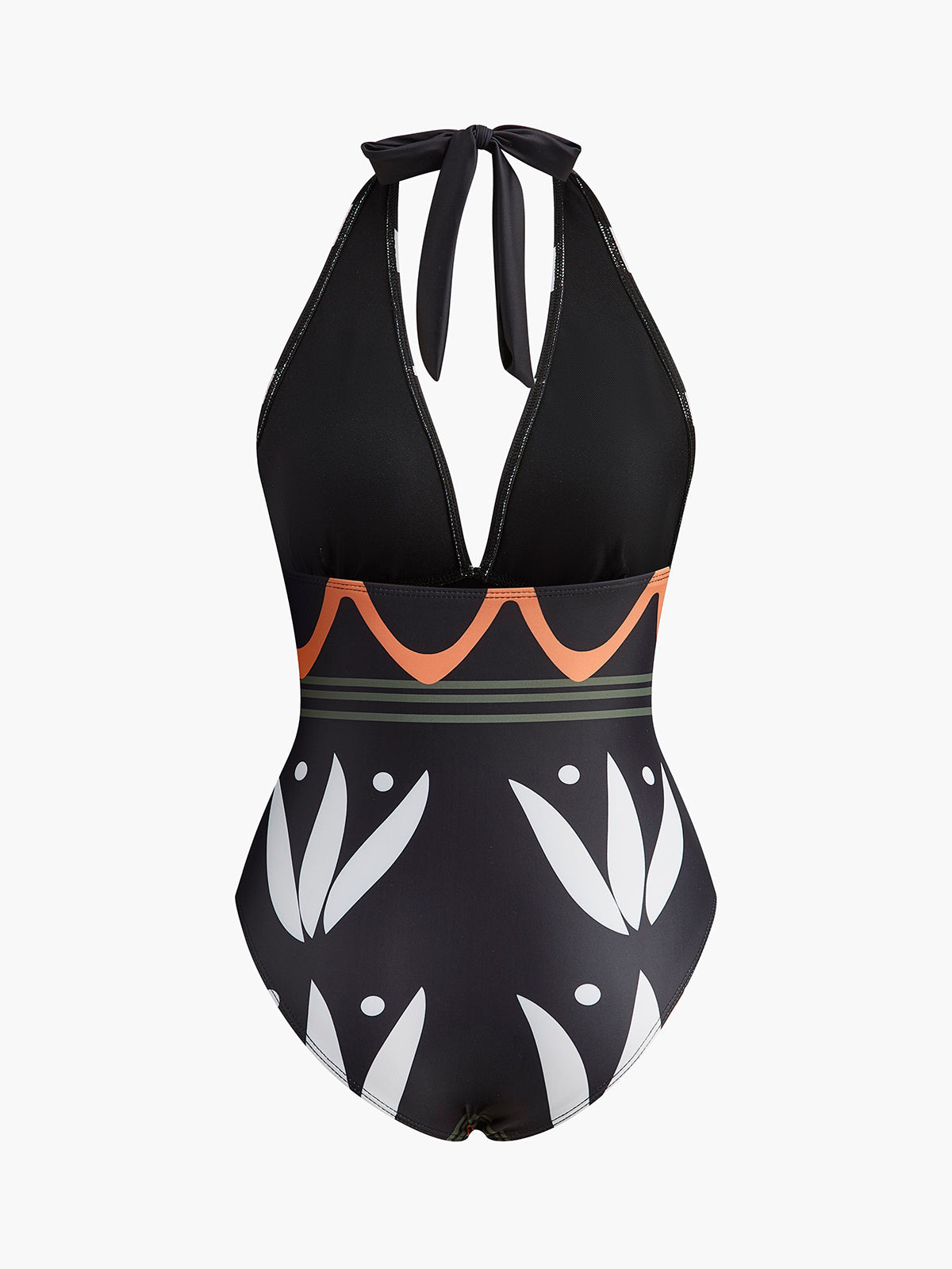 Badeanzug mit Neckholder und geometrischem Muster
