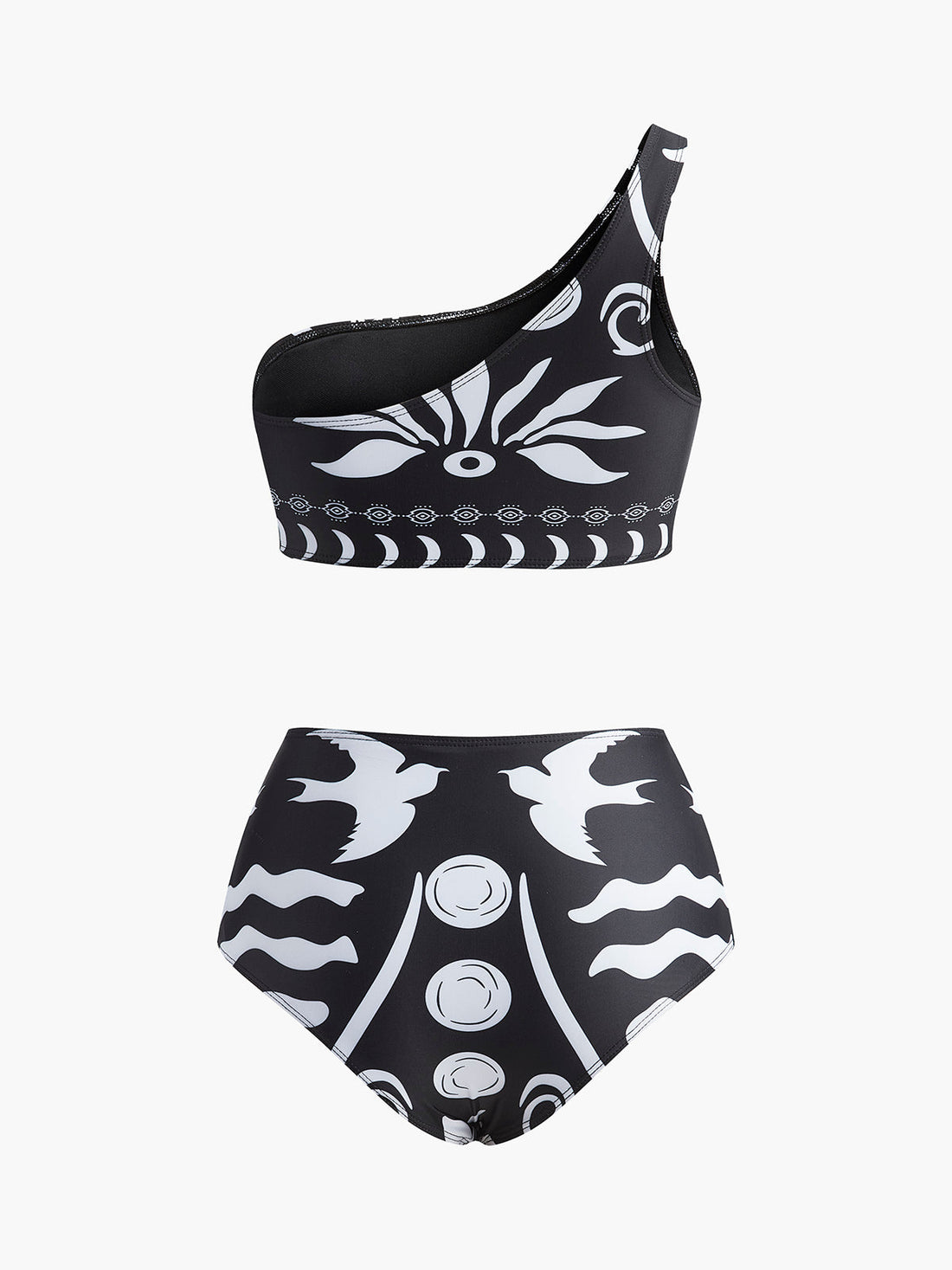 Bikini-Set mit einem Träger und Tribal-Print