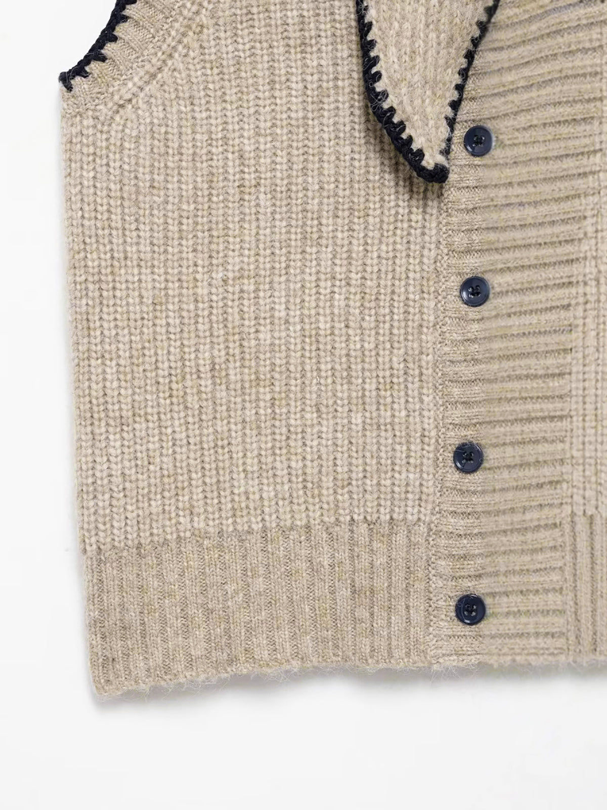 Tie Neck Contrast Trim Buttoned Sweater Vest
