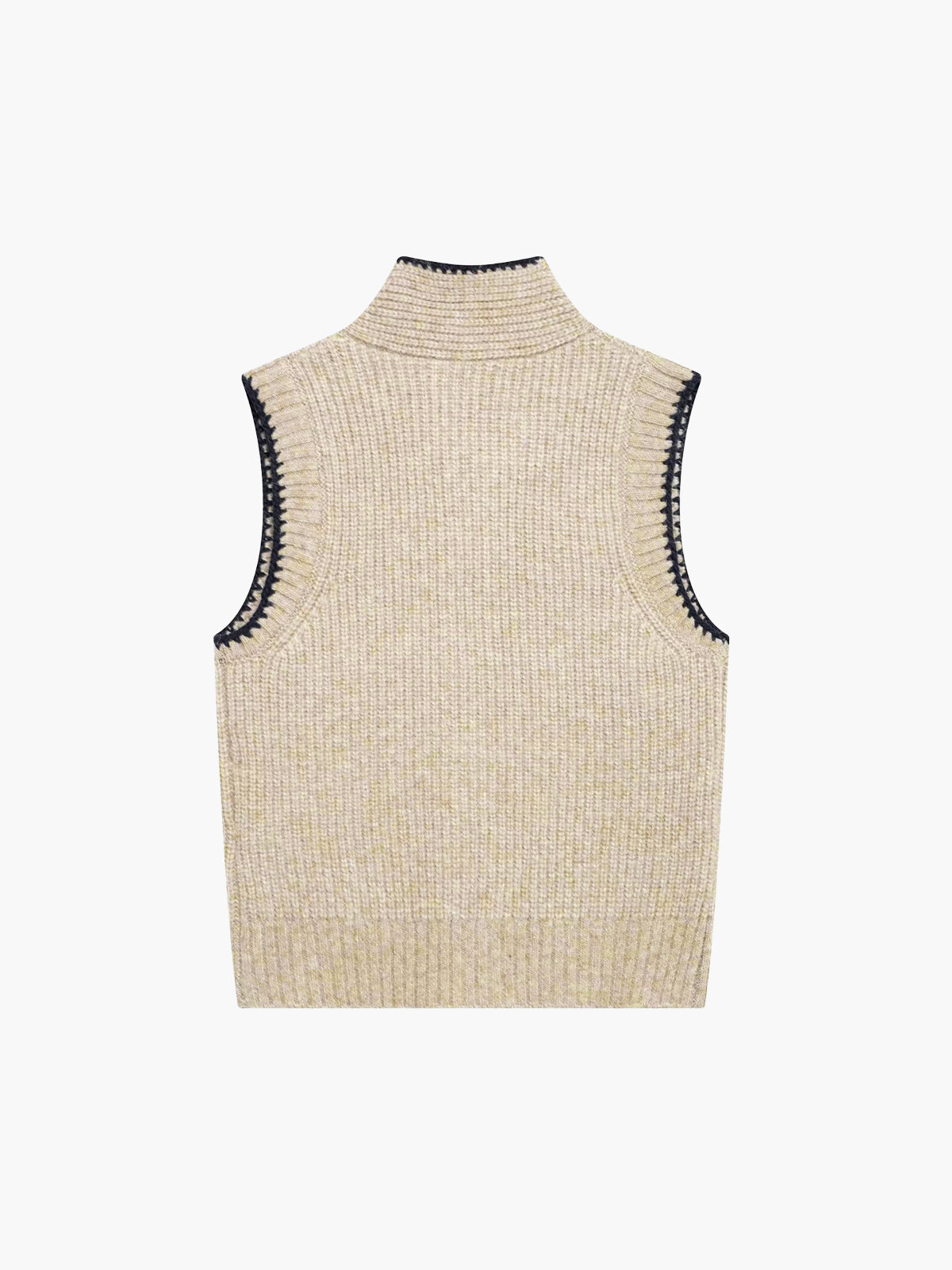 Tie Neck Contrast Trim Buttoned Sweater Vest