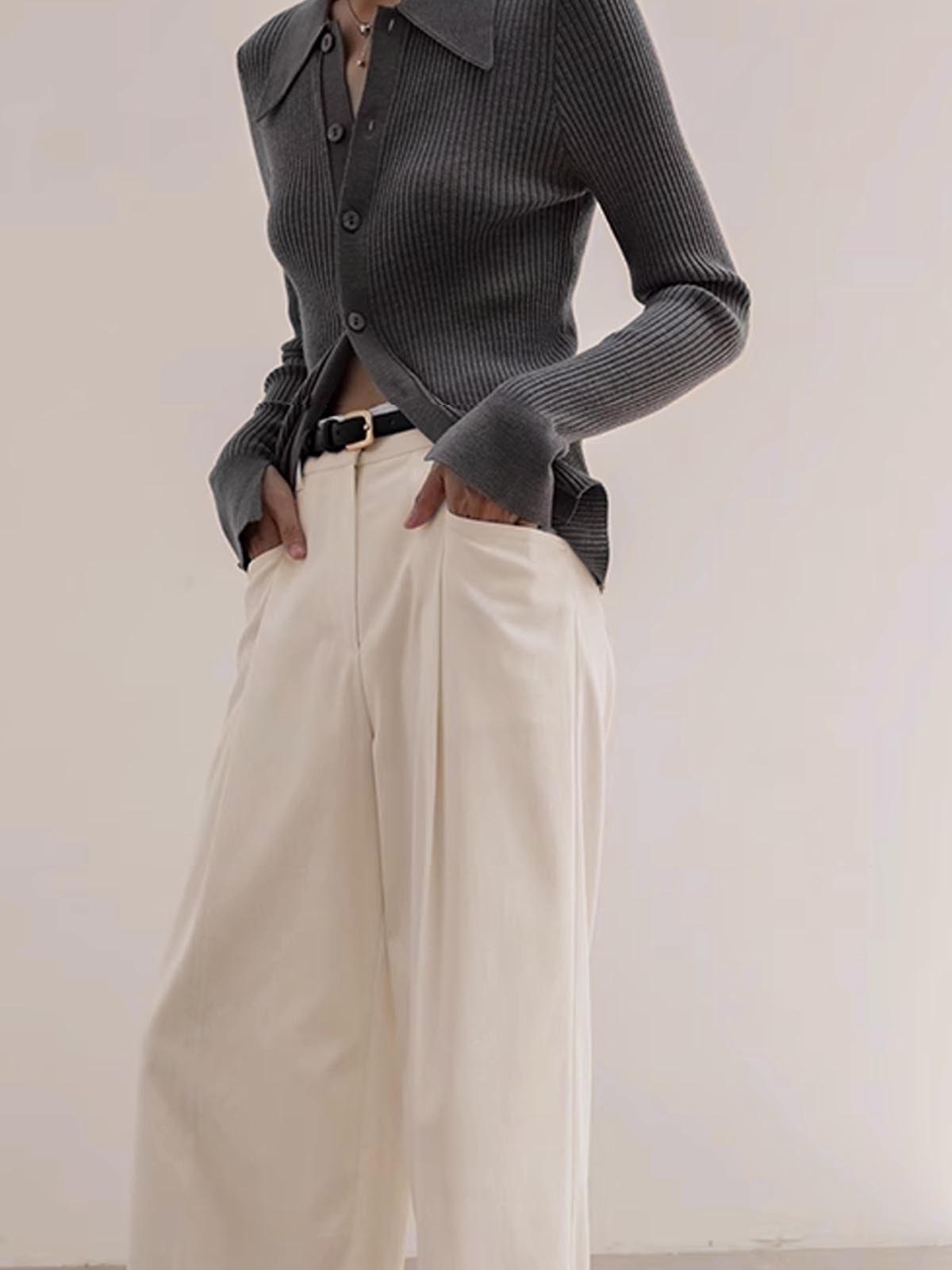 Dünne Strickjacke mit Rippkragen