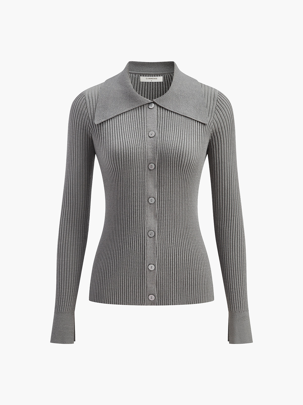 Dünne Strickjacke mit Rippkragen
