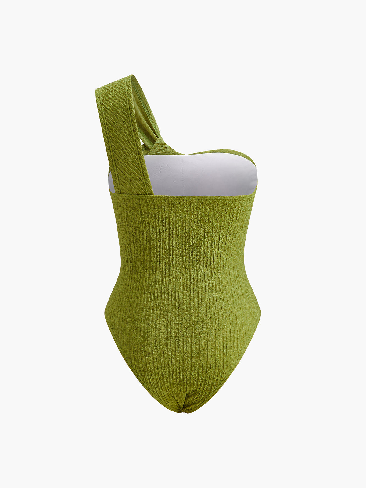 Wrinkled Twist One-Shoulder Swimsuit