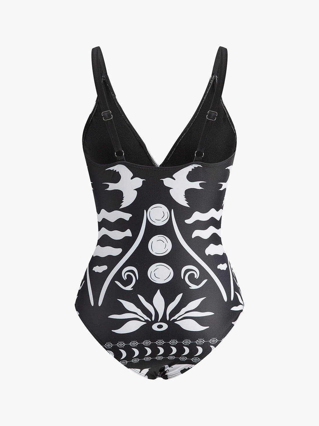 Printed Cutout V-Neck One-Piece Swimsuit