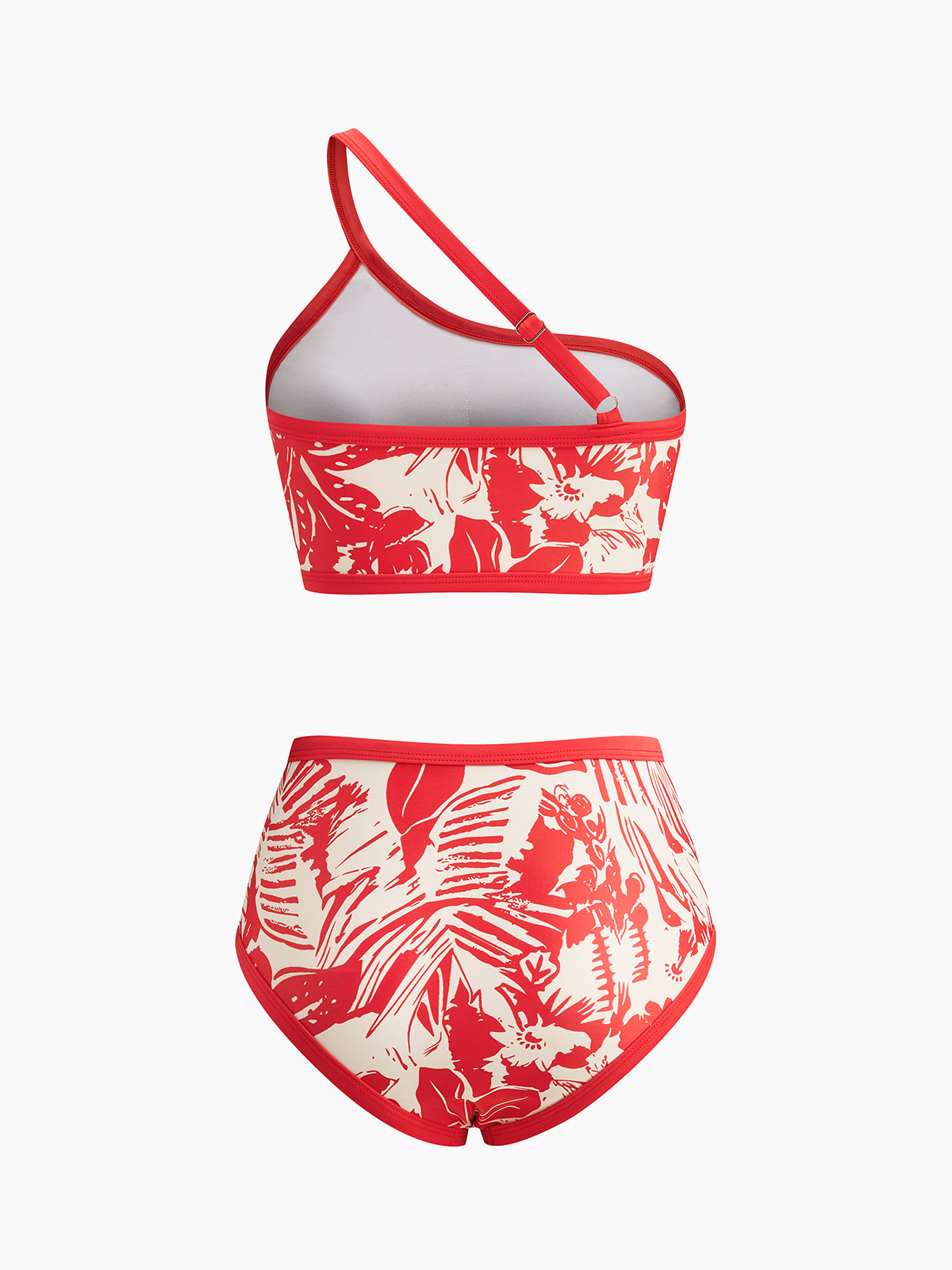 Bikini-Set mit einem Träger und tropischem Print