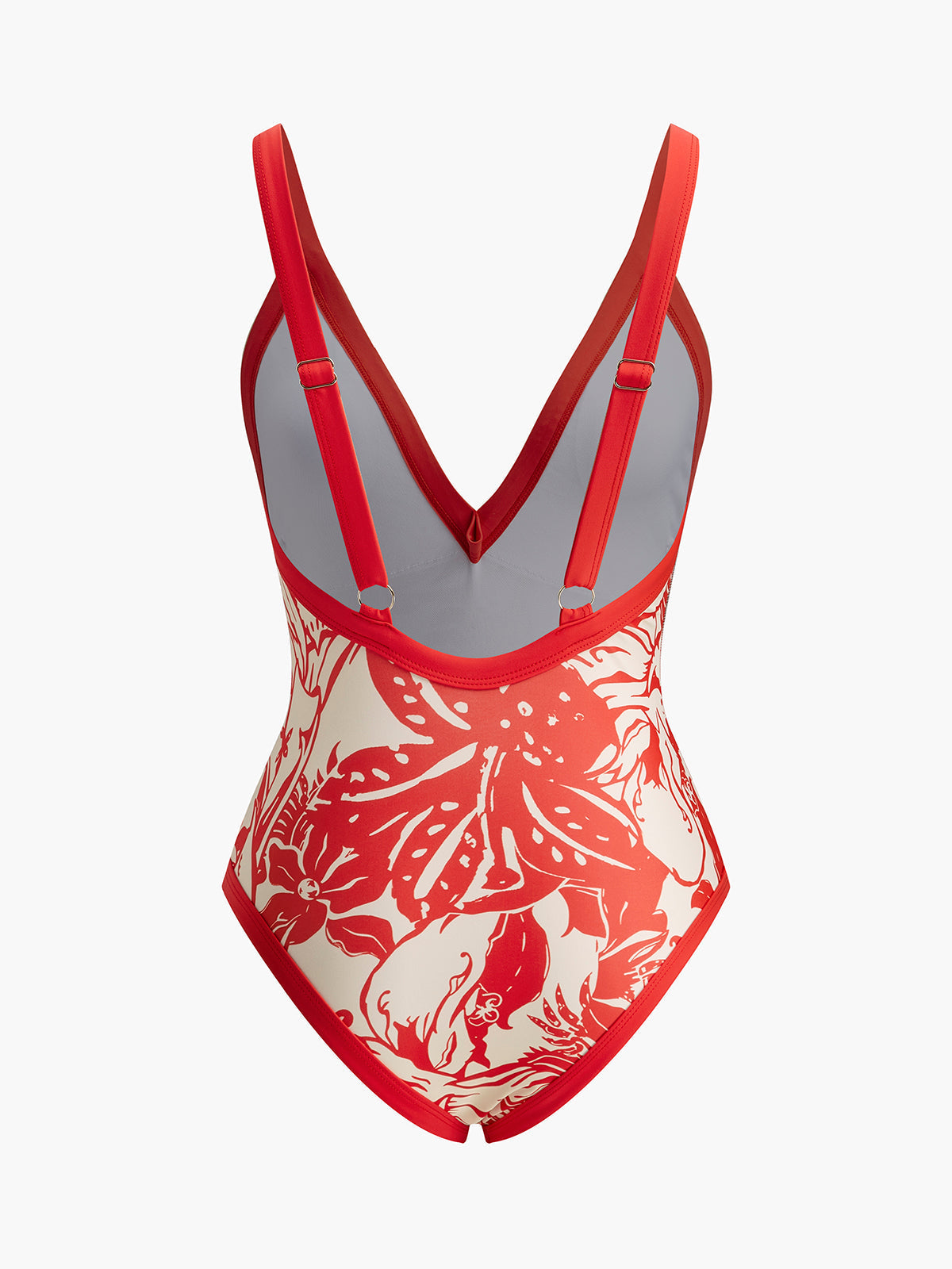 Tropical Patterned V-Neck One-Piece Swimsuit