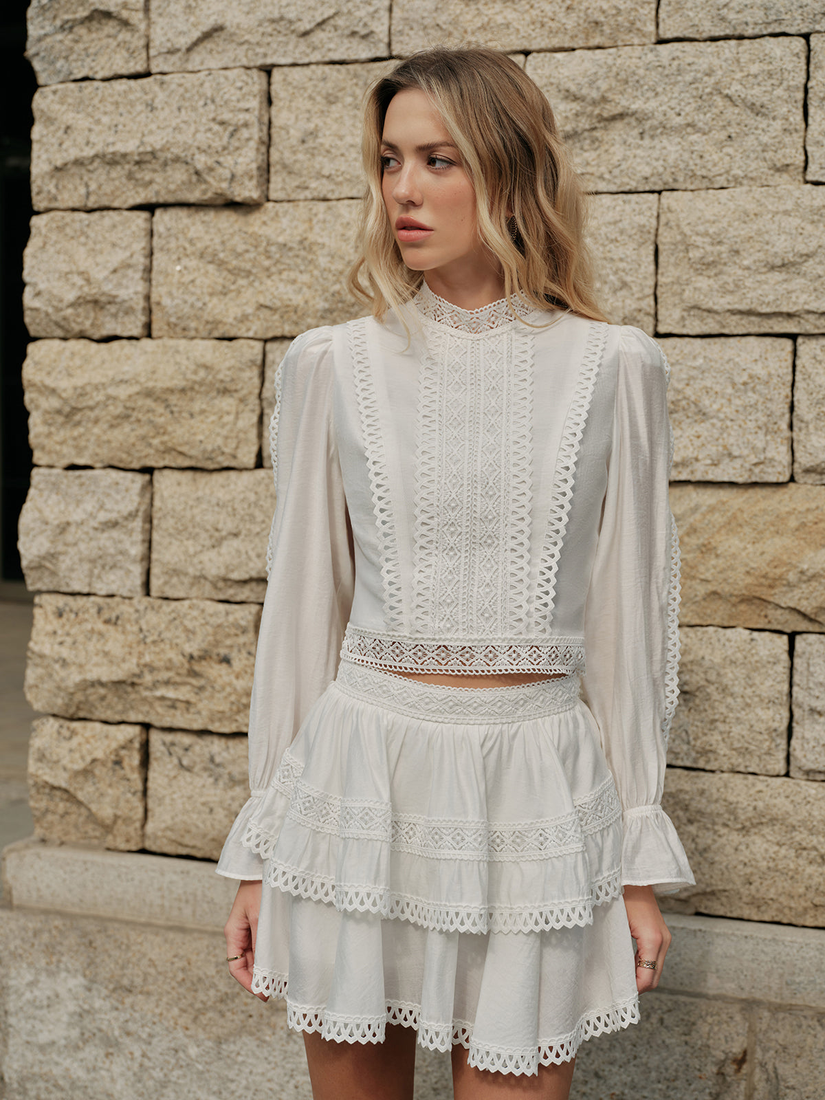High Neck Puff Sleeve Blouse