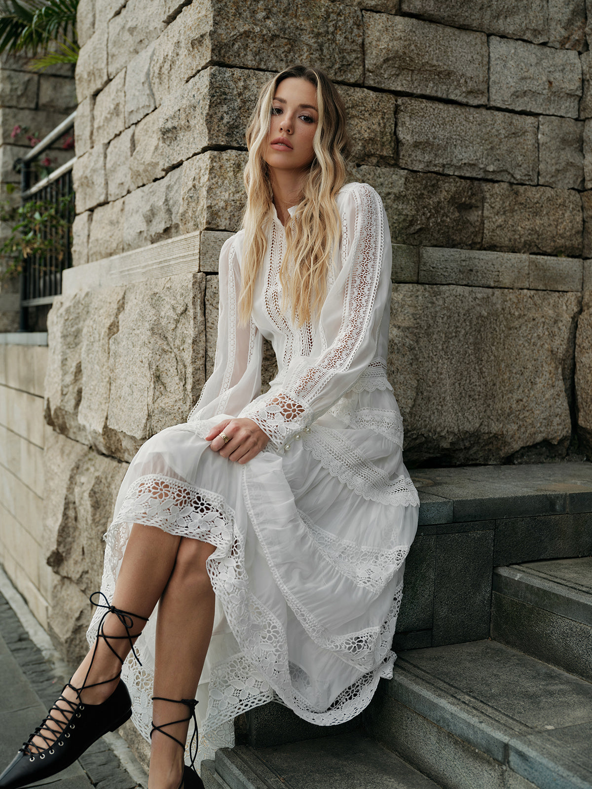Lace Detail Layered Skirt Set 