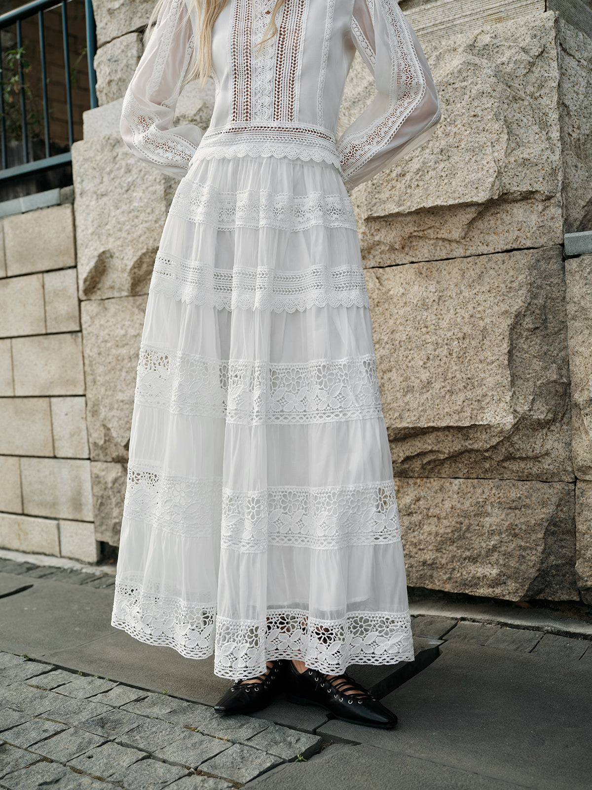 Lace Detail Layered Skirt Set 