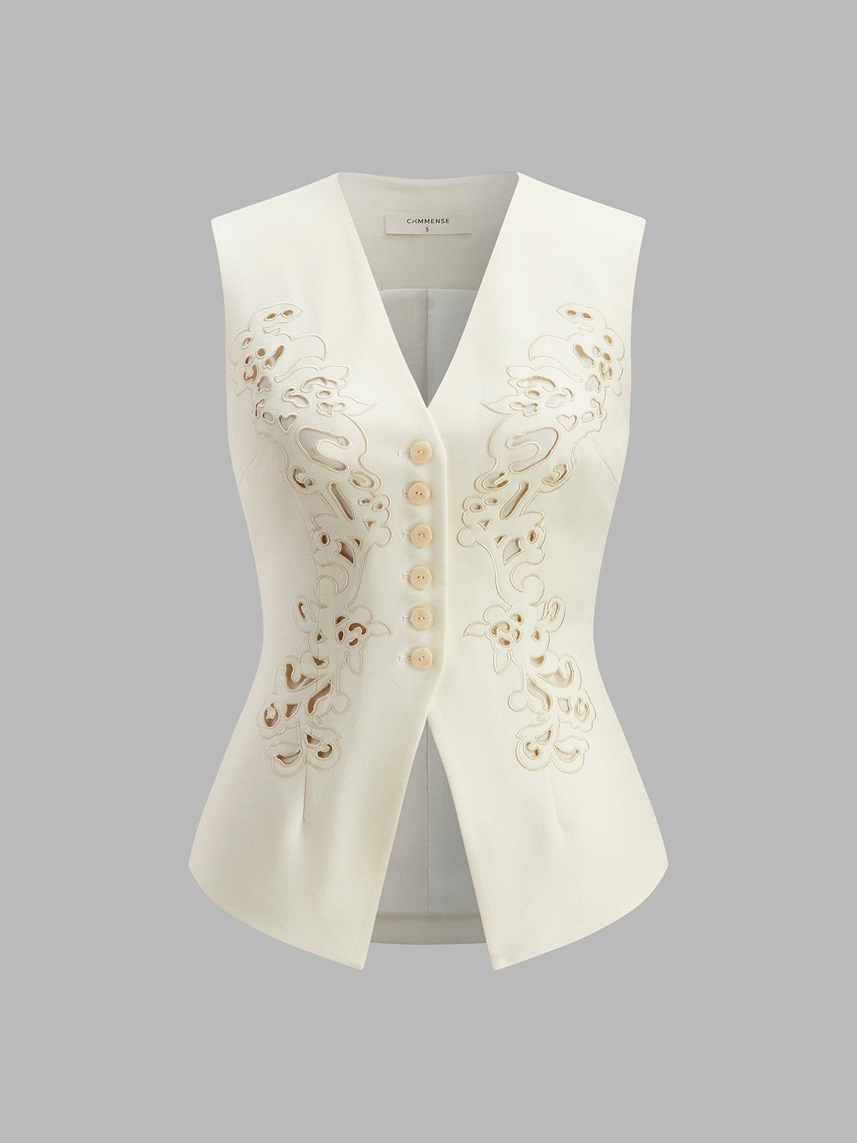 Vest with Embroidered Button Details