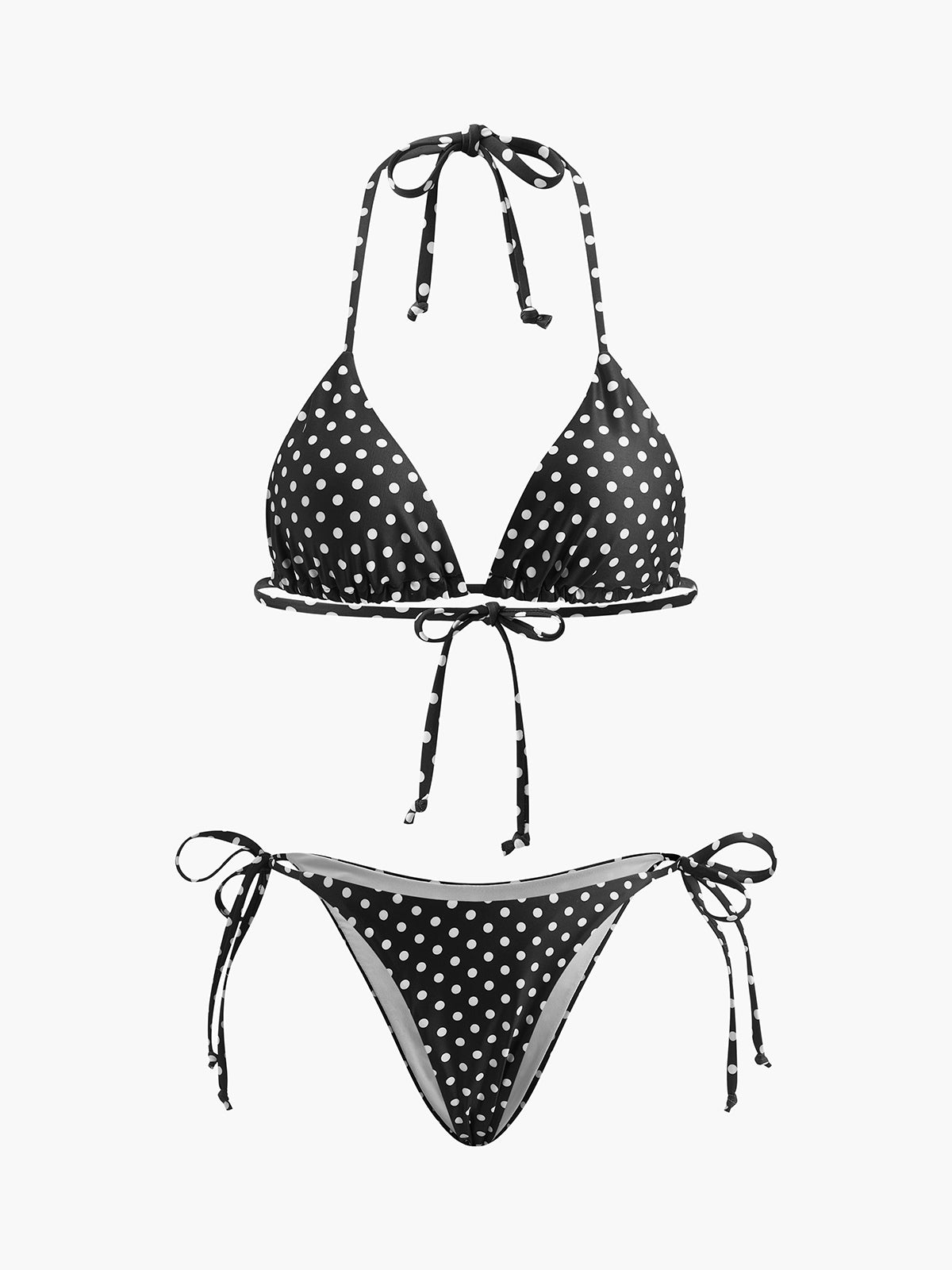 Bikini-Set mit Polka-Dots und Schnürung