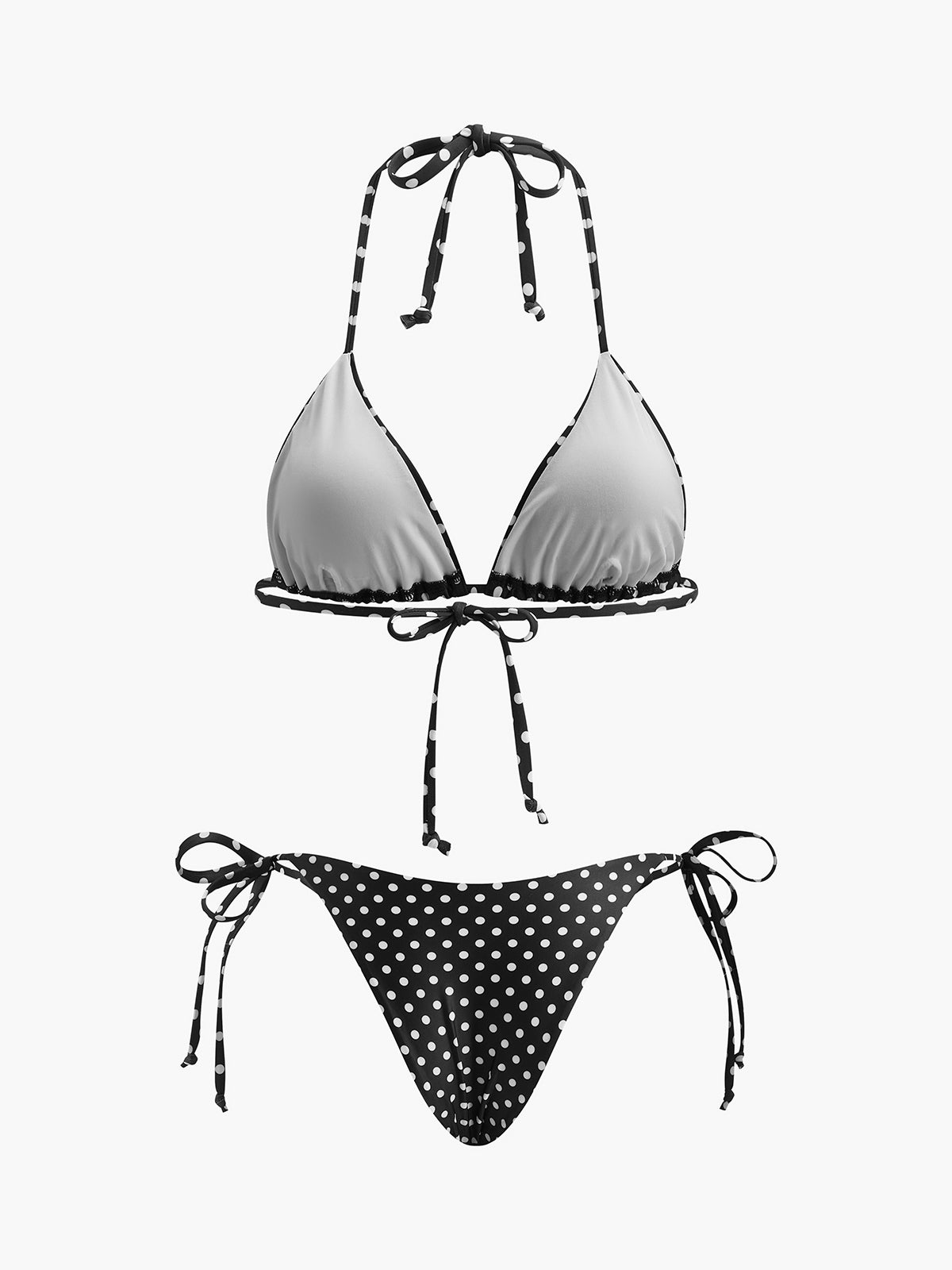 Bikini-Set mit Polka-Dots und Schnürung