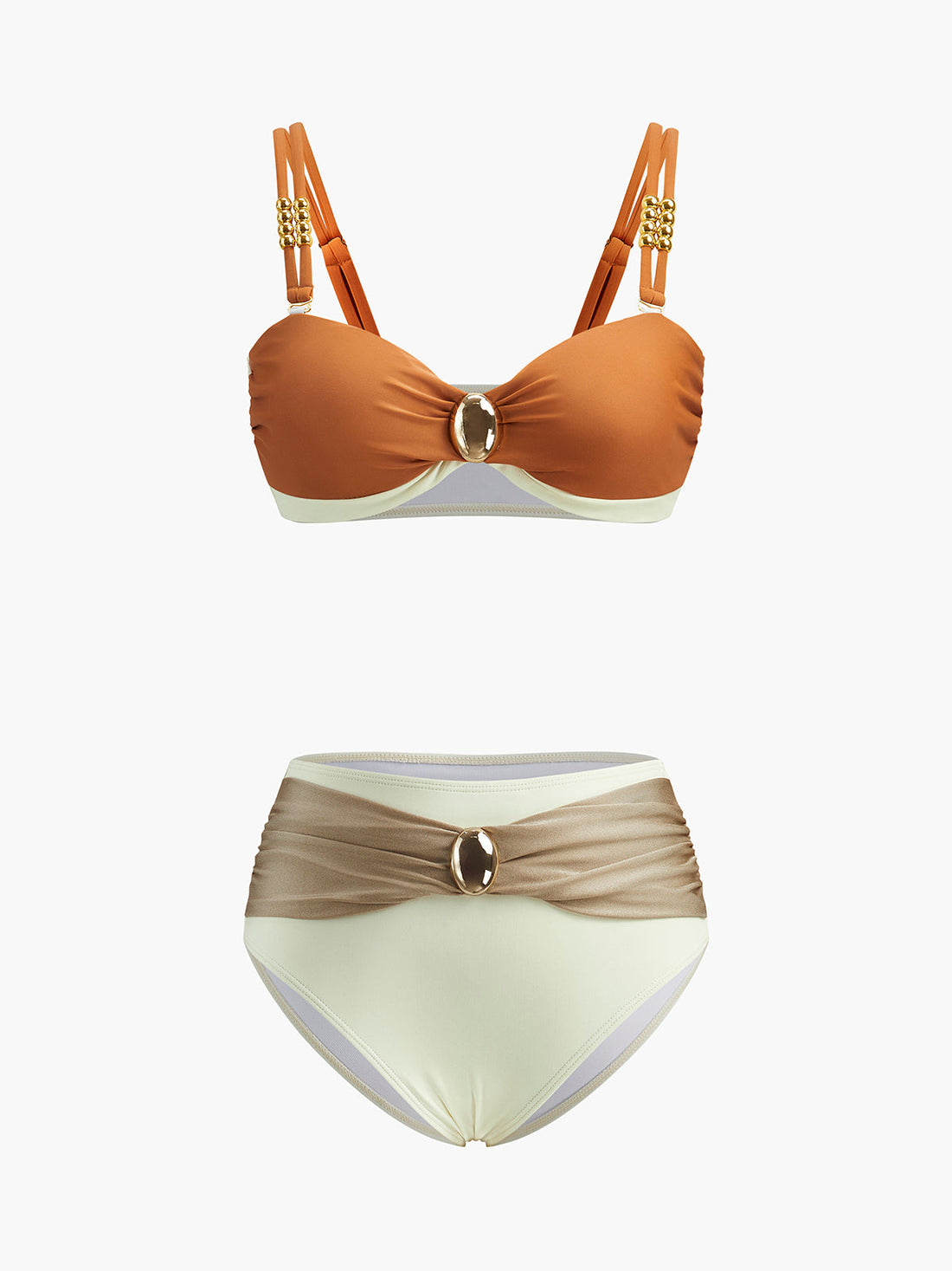 Dekoratives Retro-Bikini-Set mit Farbblockierung
