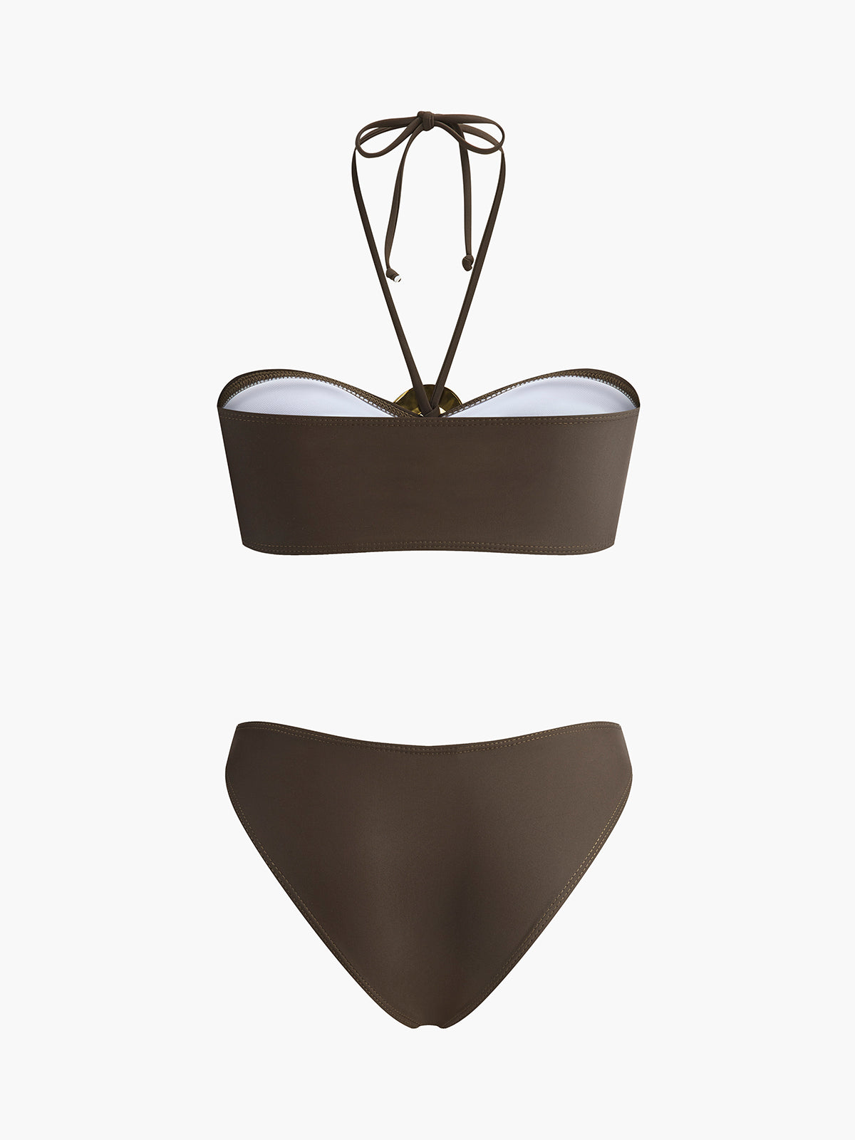 Bandeau-Bikini-Set mit drapiertem Rock und ovalem Ringdetail