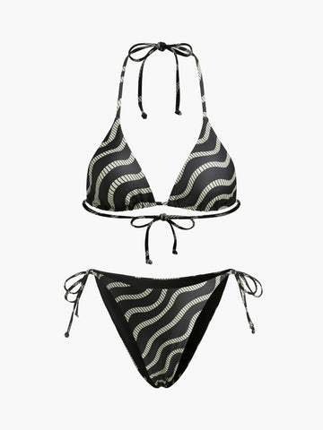 Dalga Desenli Üçgen Bikini Takımı