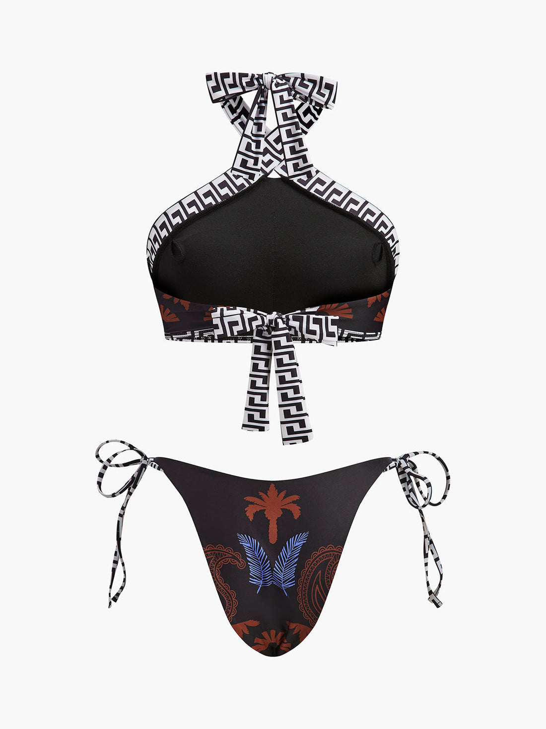 Boho-gemusterter Bikini mit Schnürung und Trägern