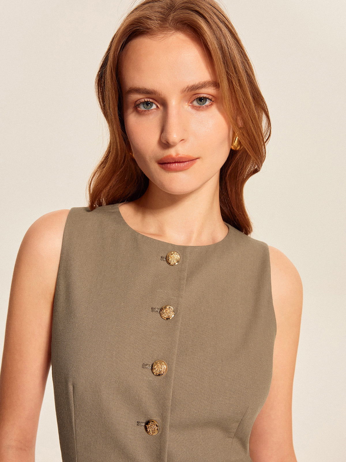 Asymmetrical Button Pocket Detail Vest