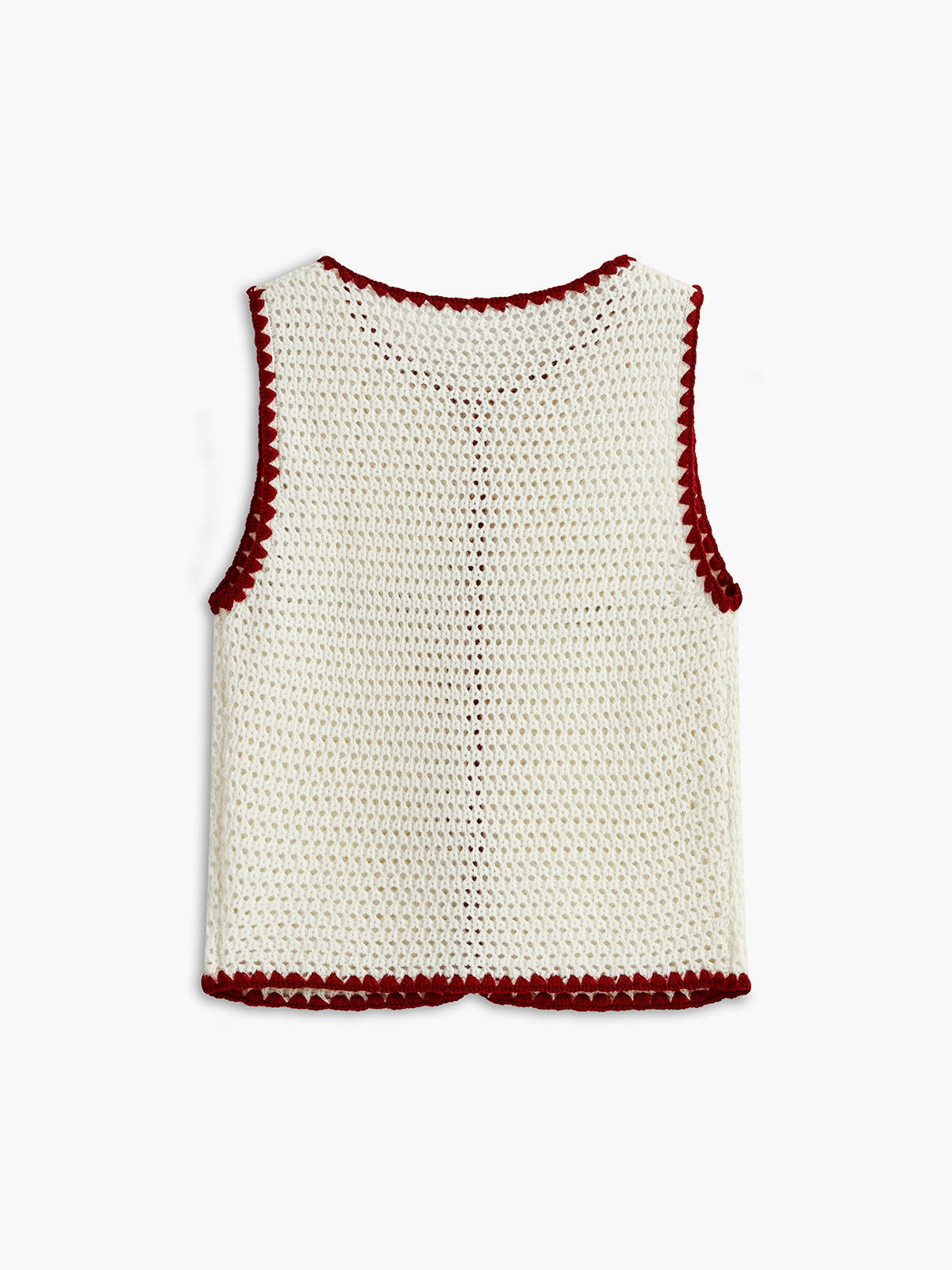 Buttoned Contrast Crochet Vest