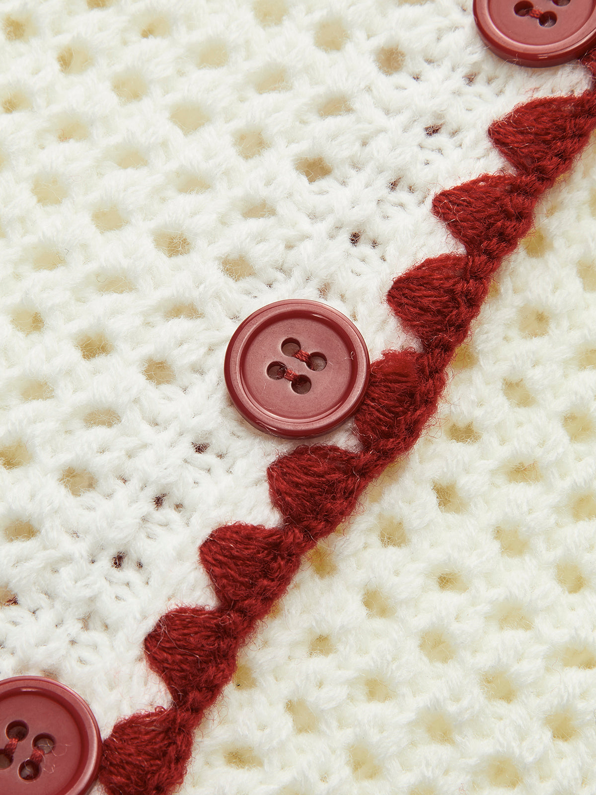 Buttoned Contrast Crochet Vest