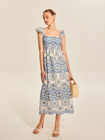 Boho-Maxikleid mit Blumenmuster und offenem Rücken 