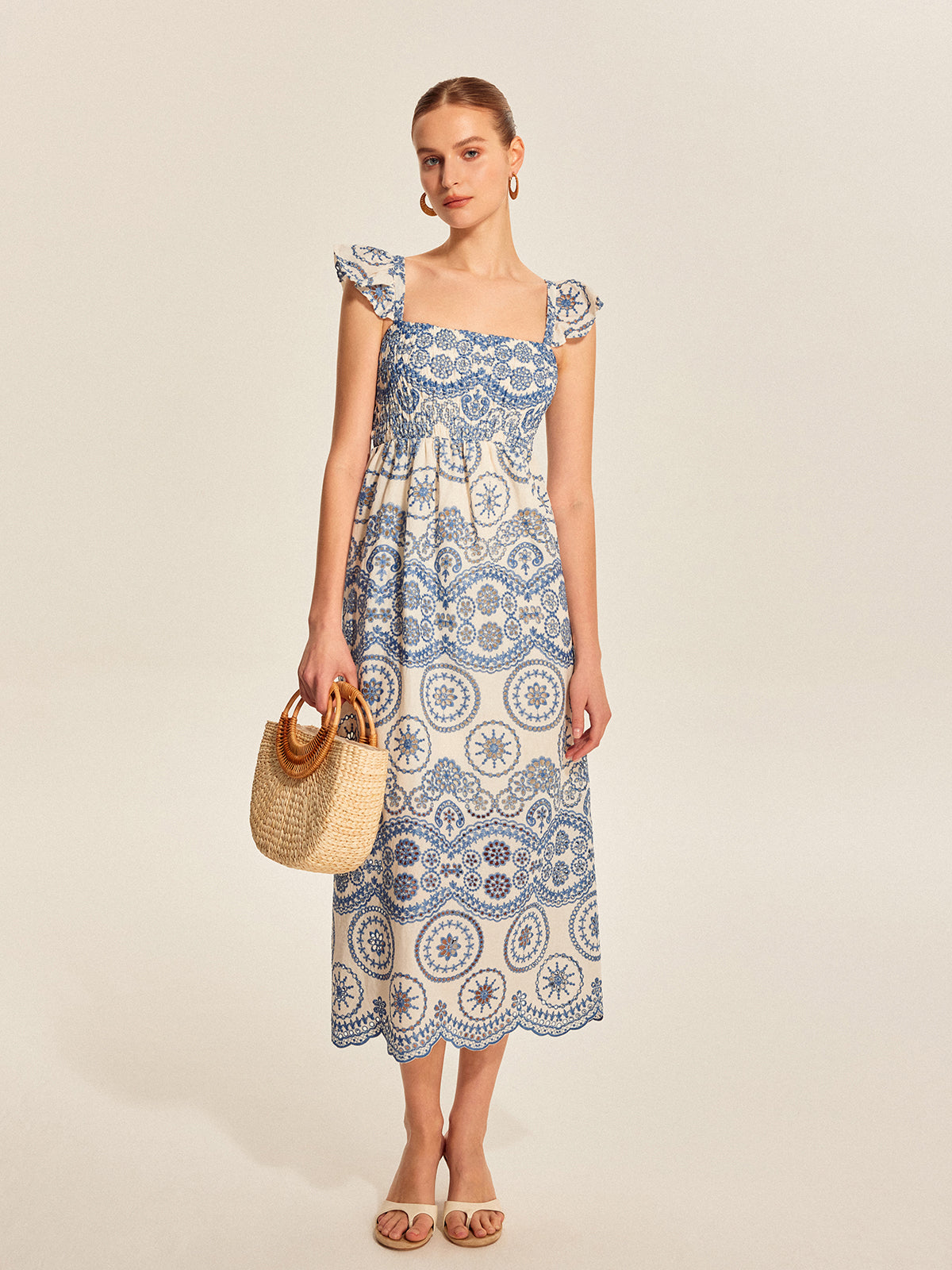 Boho-Maxikleid mit Blumenmuster und offenem Rücken 