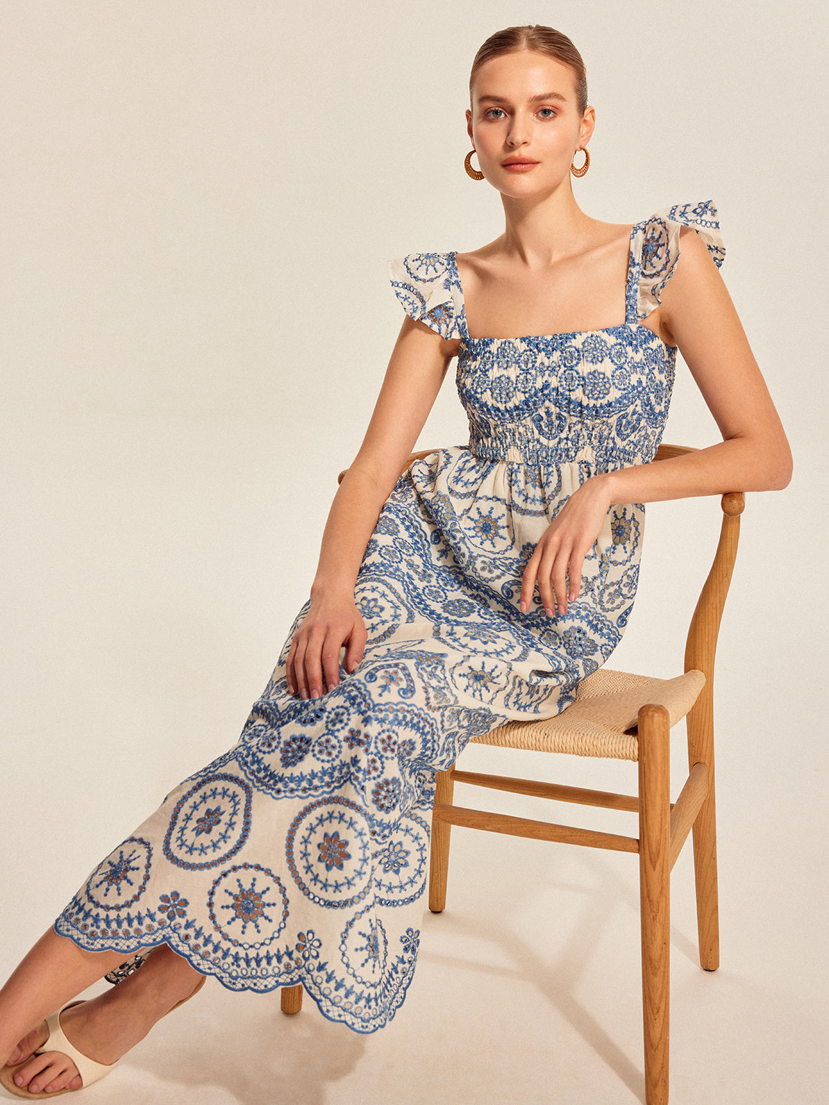 Boho-Maxikleid mit Blumenmuster und offenem Rücken 