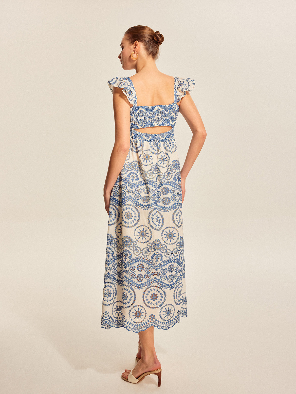 Boho-Maxikleid mit Blumenmuster und offenem Rücken 