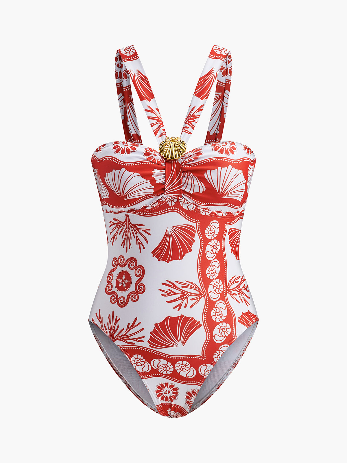 Metal Detail Printed One-Piece Swimsuit