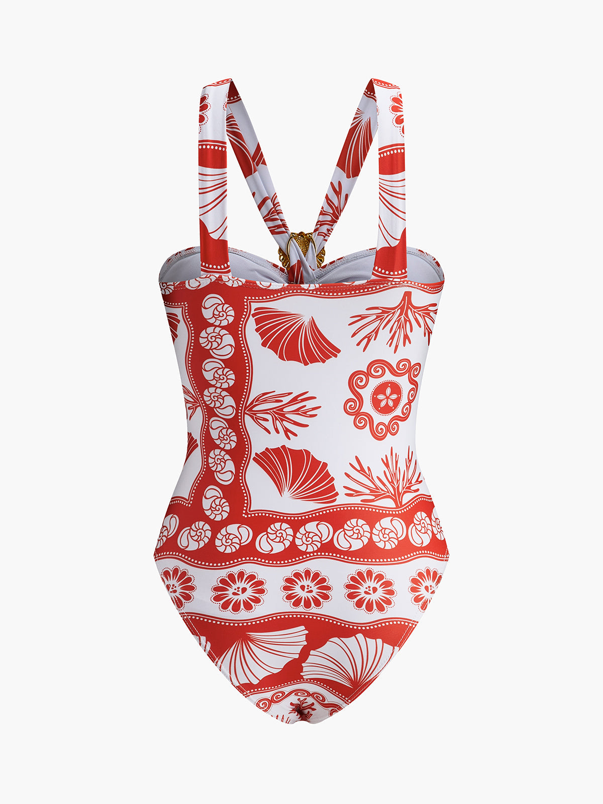 Metal Detail Printed One-Piece Swimsuit