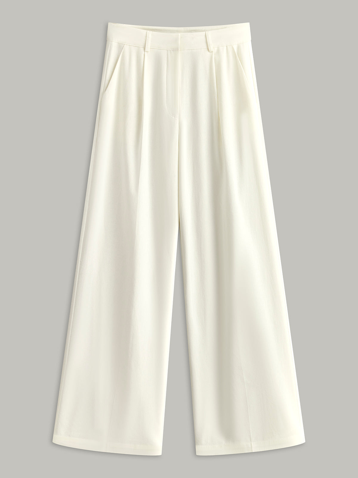 Cotton and Linen High-Waisted Pocket Trousers 