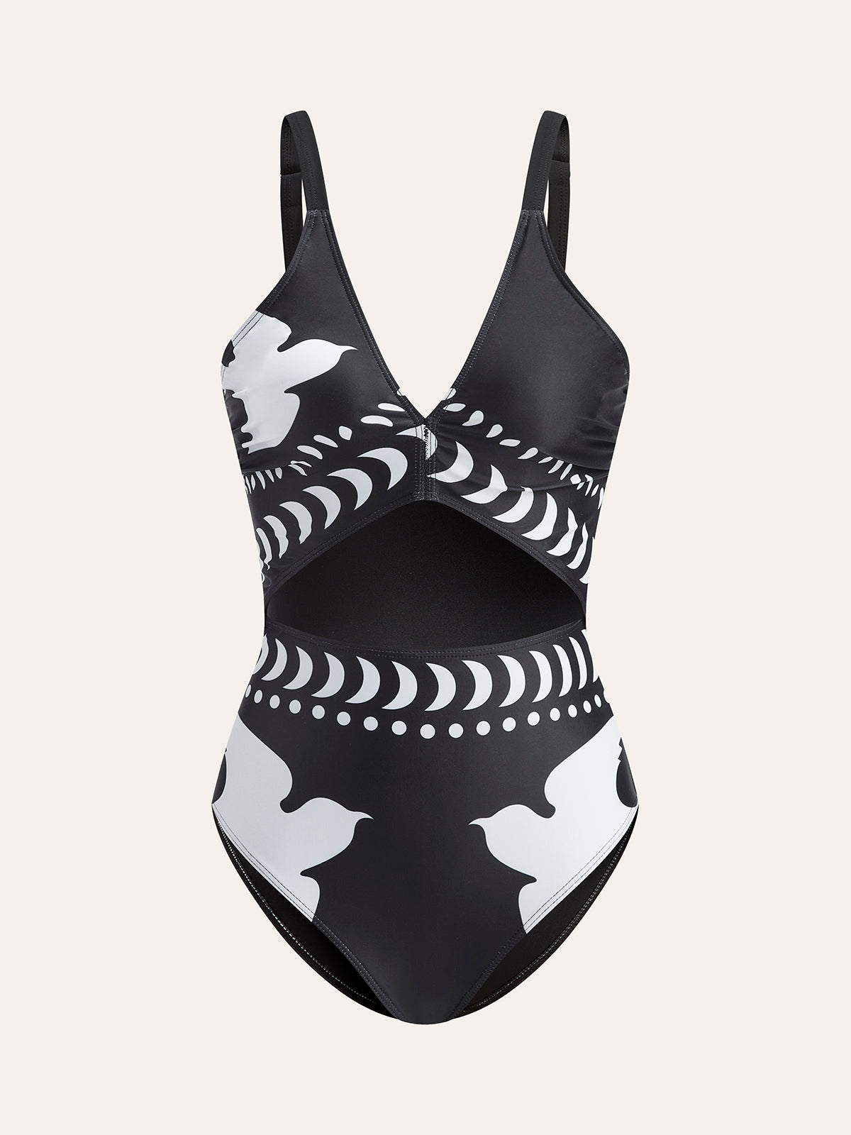 Bird Patterned Cutout One-Piece Swimsuit