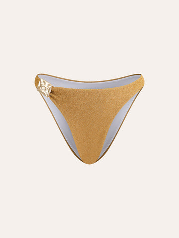 Bikinihose mit goldfarbenen Metallic-Details