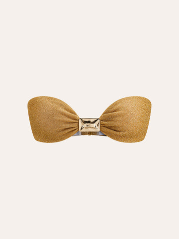 Bandeau Bikini Top with Metallic Bow