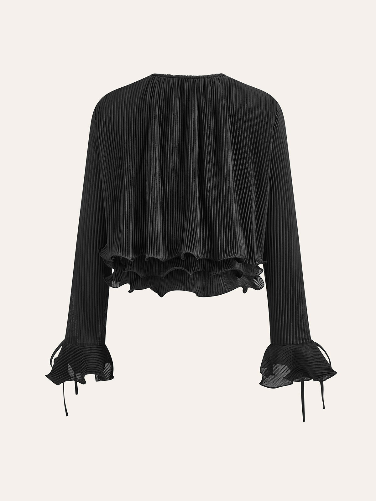 Ruffled Buttoned Pleated Blouse