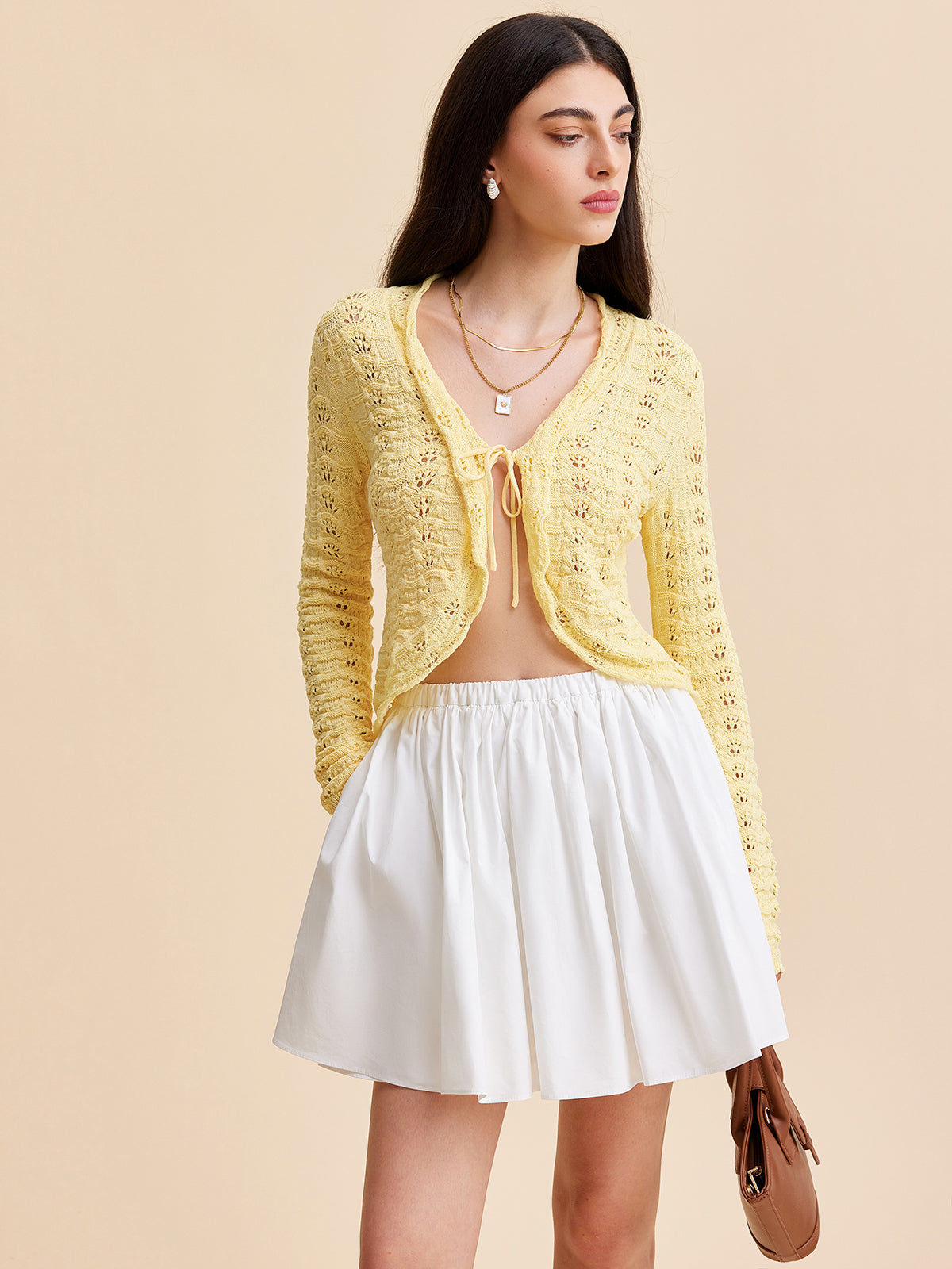 Crochet Cardigan with Lace-Up Front