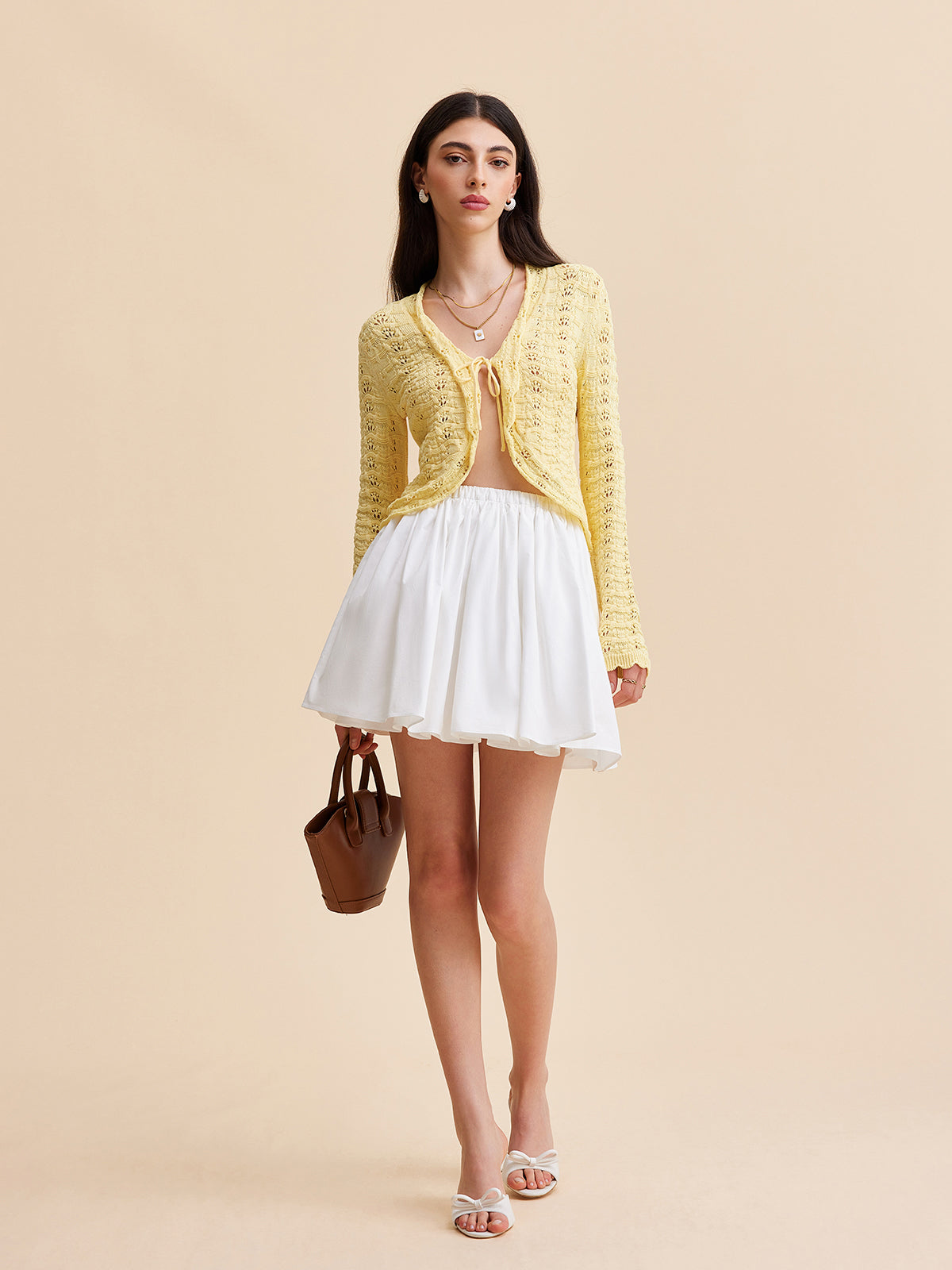 Crochet Cardigan with Lace-Up Front