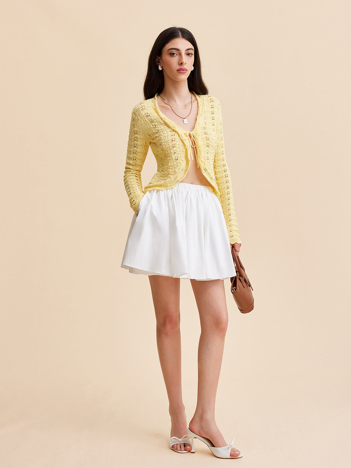 Crochet Cardigan with Lace-Up Front