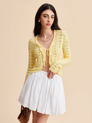 Crochet Cardigan with Lace-Up Front