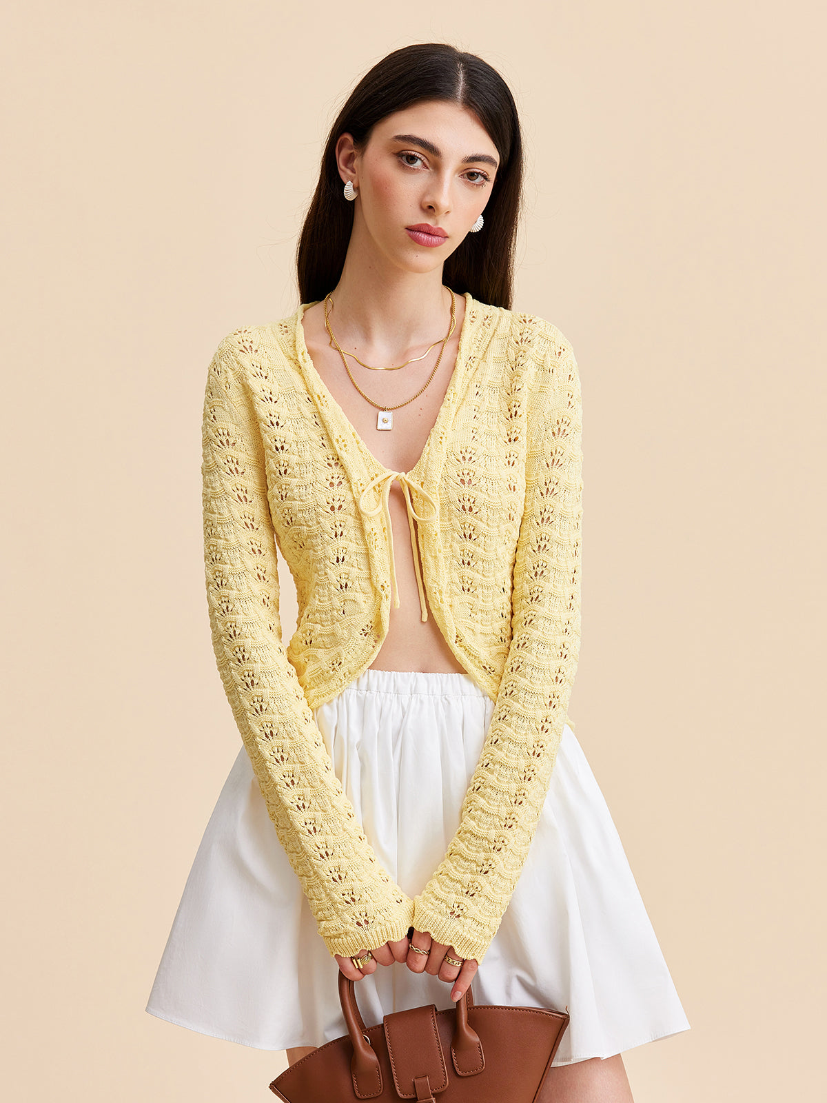 Crochet Cardigan with Lace-Up Front