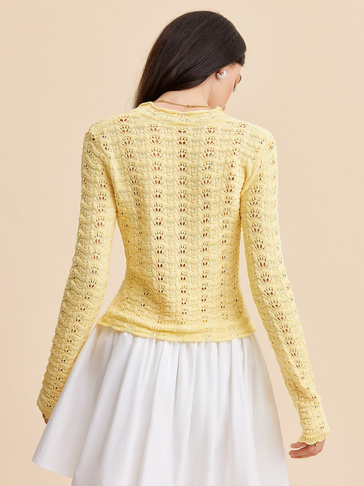Crochet Cardigan with Lace-Up Front