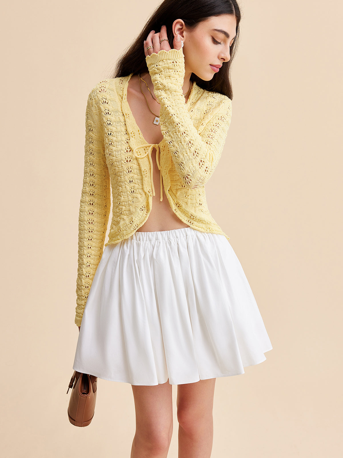 Crochet Cardigan with Lace-Up Front