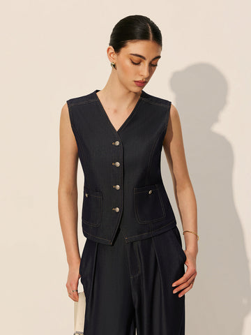 Jeansweste mit Knöpfen und Taschen