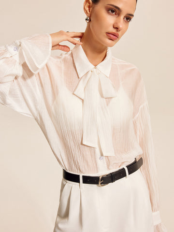 Transparente Bluse mit Fliege