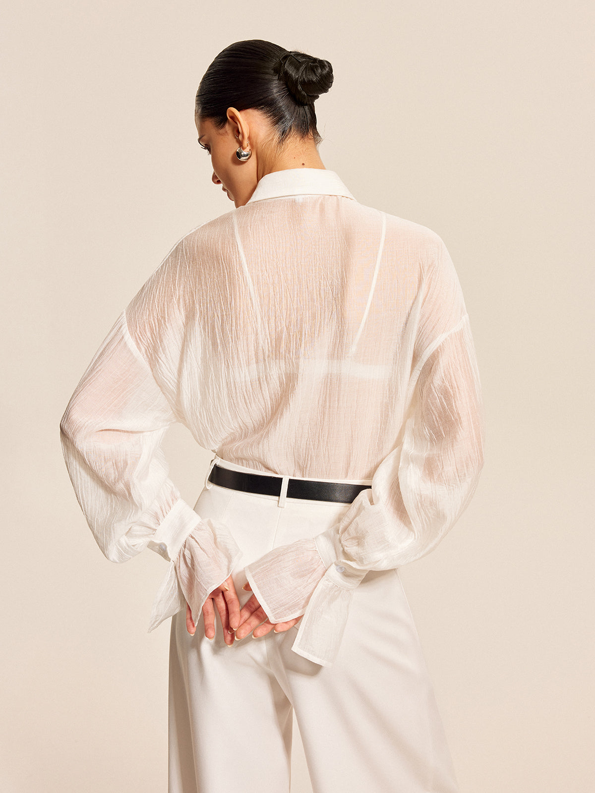 Transparente Bluse mit Fliege
