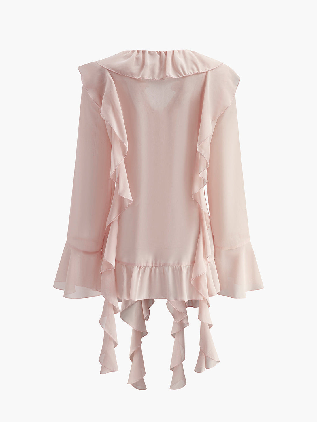Halbtransparente Chiffonbluse mit Rüschen