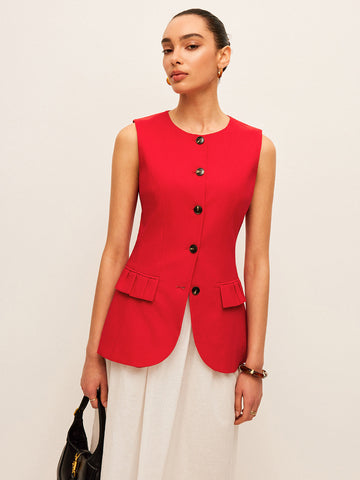 Cotton and Linen Buttoned Vest